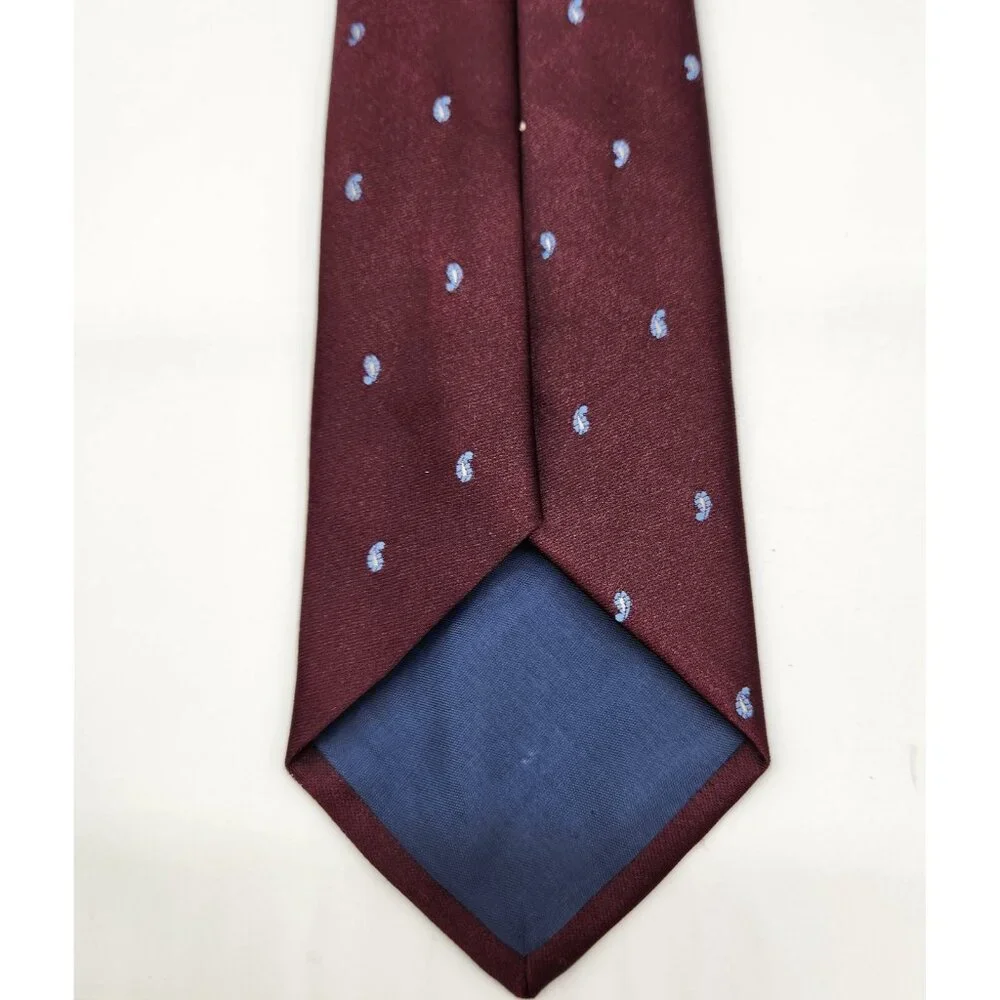 Vintage Sears The Mens‎ Store Tie Maroon and Light Blue Paisley Polka Dots EUC
